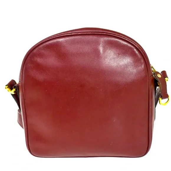 MUST DE CARTIER 2C Logo Shoulder Bag Leather Bordeaux Gold-Plated made in Italy - Picture 2 of 13